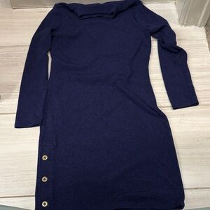 Banana Republic Navy Long Sleeve Dress with Button Detail